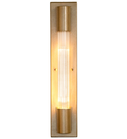 Meyda Lighting Cilindro 5" Champagne Metallic Pipette Wall Sconce With Clear Reeded Shade Glass