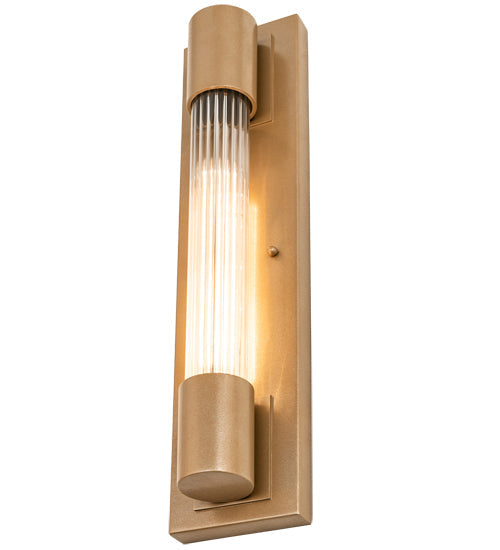 Meyda Lighting Cilindro 5" Champagne Metallic Pipette Wall Sconce With Clear Reeded Shade Glass