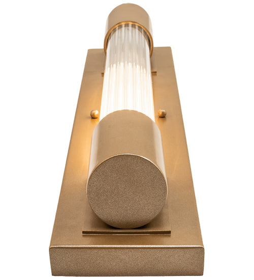 Meyda Lighting Cilindro 5" Champagne Metallic Pipette Wall Sconce With Clear Reeded Shade Glass
