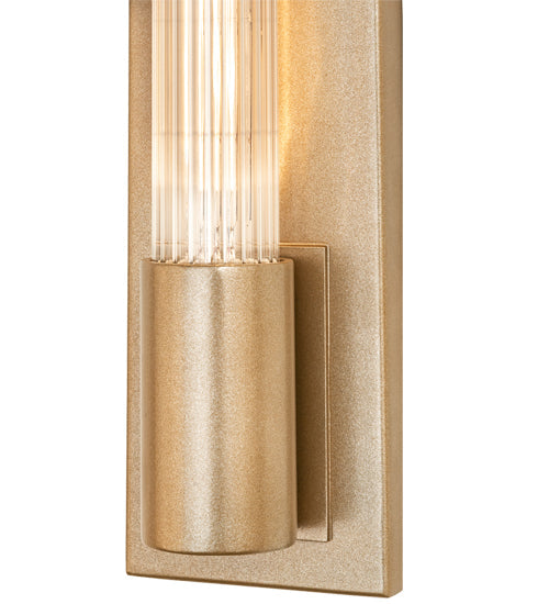 Meyda Lighting Cilindro 5" Champagne Metallic Pipette Wall Sconce With Clear Reeded Shade Glass