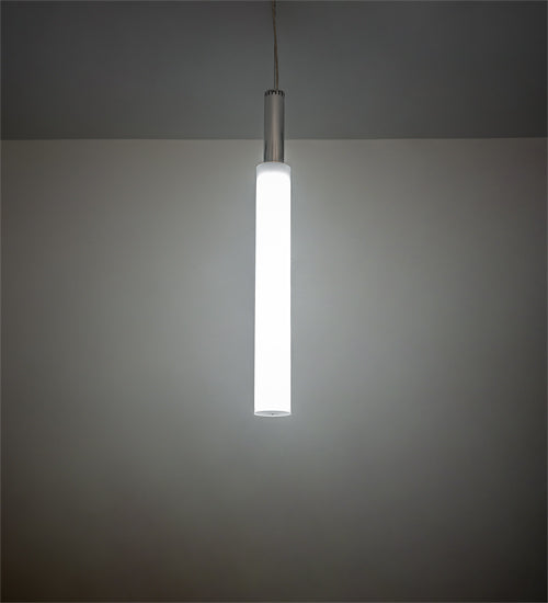 Meyda Lighting Cilindro 5" LED Extreme Chrome Fenykard Mini Pendant Light With White Statuario Idalight Shade