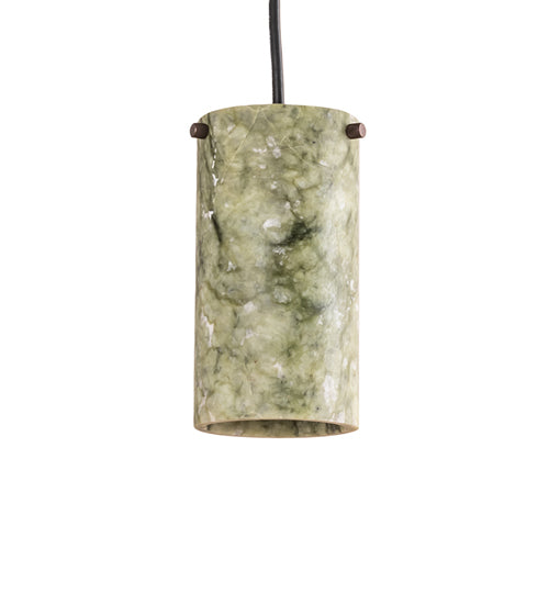 Meyda Lighting Cilindro 5" Mahogany Bronze Mini Pendant Light With Green Jadestone Shade