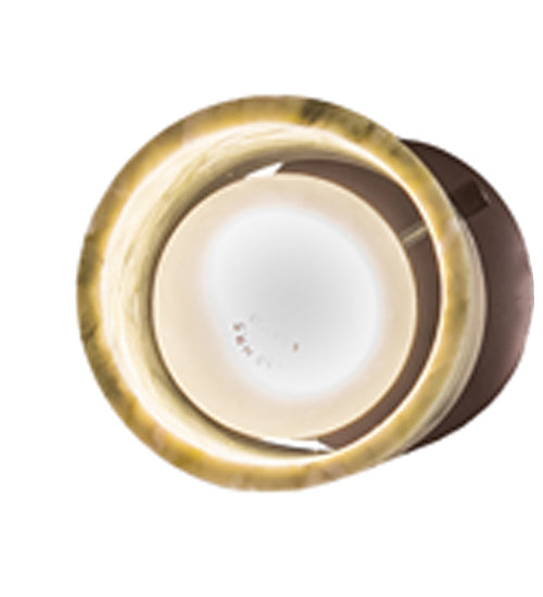 Meyda Lighting Cilindro 5" Mahogany Bronze Mini Pendant Light With Green Jadestone Shade