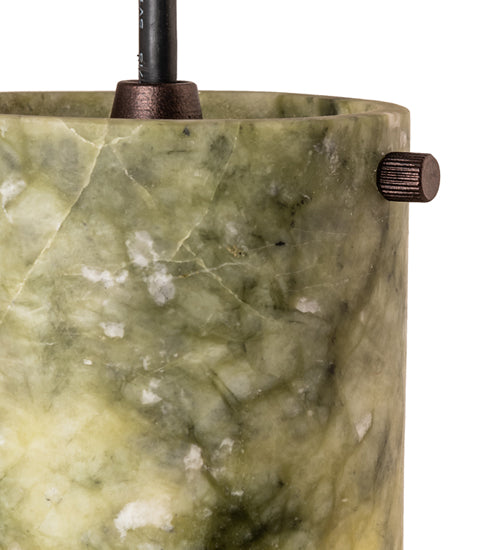 Meyda Lighting Cilindro 5" Mahogany Bronze Mini Pendant Light With Green Jadestone Shade