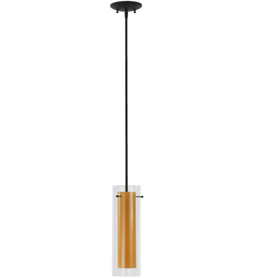 Meyda Lighting Cilindro 5" Oil Rubbed Bronze Agoura Mini Pendant Light With Clear and Amber Shade Glass