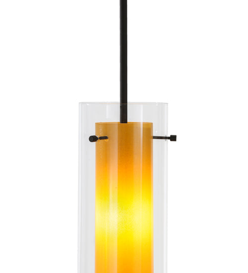 Meyda Lighting Cilindro 5" Oil Rubbed Bronze Agoura Mini Pendant Light With Clear and Amber Shade Glass