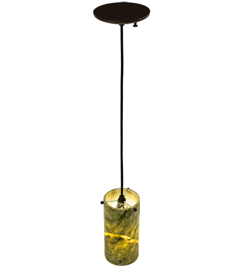 Meyda Lighting Cilindro 5" Oil Rubbed Bronze Mini Pendant Light With Green Jadestone Shade