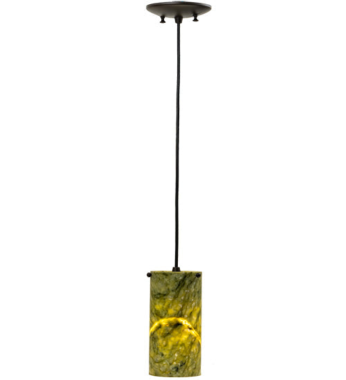 Meyda Lighting Cilindro 5" Oil Rubbed Bronze Mini Pendant Light With Green Jadestone Shade