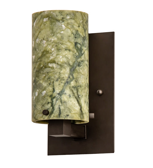 Meyda Lighting Cilindro 5" Oil Rubbed Bronze Wall Sconce With Green Jadestone Shade