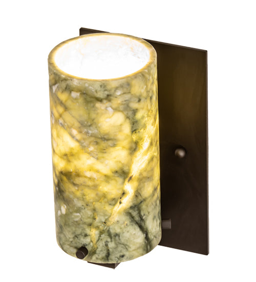 Meyda Lighting Cilindro 5" Oil Rubbed Bronze Wall Sconce With Green Jadestone Shade