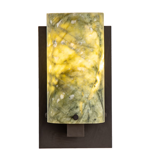 Meyda Lighting Cilindro 5" Oil Rubbed Bronze Wall Sconce With Green Jadestone Shade