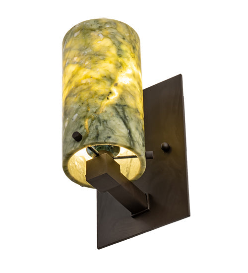 Meyda Lighting Cilindro 5" Oil Rubbed Bronze Wall Sconce With Green Jadestone Shade