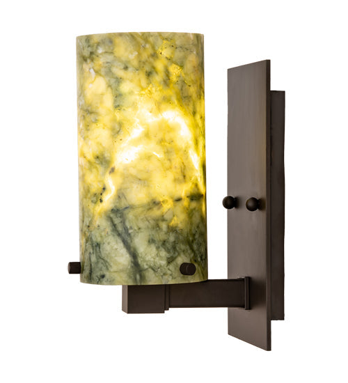 Meyda Lighting Cilindro 5" Oil Rubbed Bronze Wall Sconce With Green Jadestone Shade