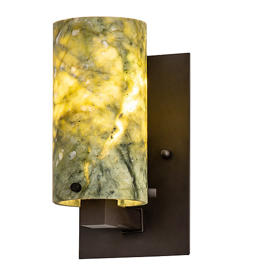 Meyda Lighting Cilindro 5" Oil Rubbed Bronze Wall Sconce With Green Jadestone Shade