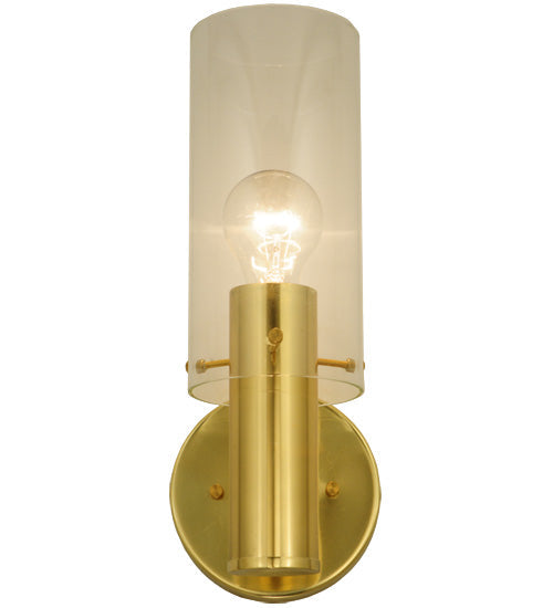 Meyda Lighting Cilindro 5" Polished Brass Wall Sconce With Clear Shade Glass