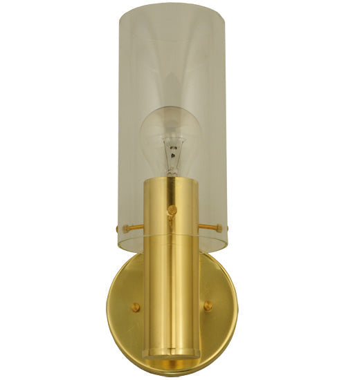Meyda Lighting Cilindro 5" Polished Brass Wall Sconce With Clear Shade Glass