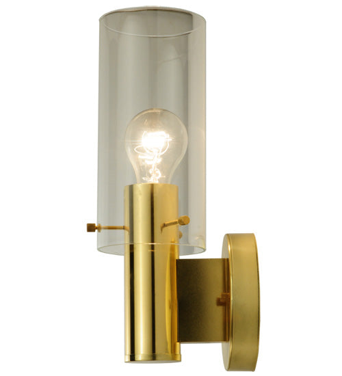 Meyda Lighting Cilindro 5" Polished Brass Wall Sconce With Clear Shade Glass