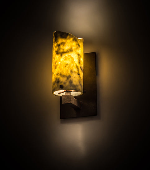 Meyda Lighting Cilindro 5" Rust Wall Sconce With Dark Green Jadestone Shade