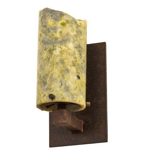 Meyda Lighting Cilindro 5" Rust Wall Sconce With Dark Green Jadestone Shade
