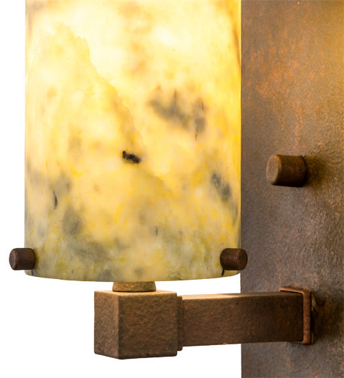 Meyda Lighting Cilindro 5" Rust Wall Sconce With Dark Green Jadestone Shade