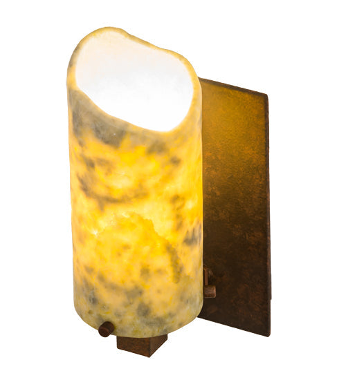 Meyda Lighting Cilindro 5" Rust Wall Sconce With Dark Green Jadestone Shade