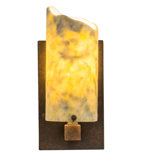 Meyda Lighting Cilindro 5" Rust Wall Sconce With Dark Green Jadestone Shade