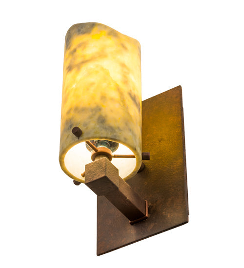 Meyda Lighting Cilindro 5" Rust Wall Sconce With Dark Green Jadestone Shade
