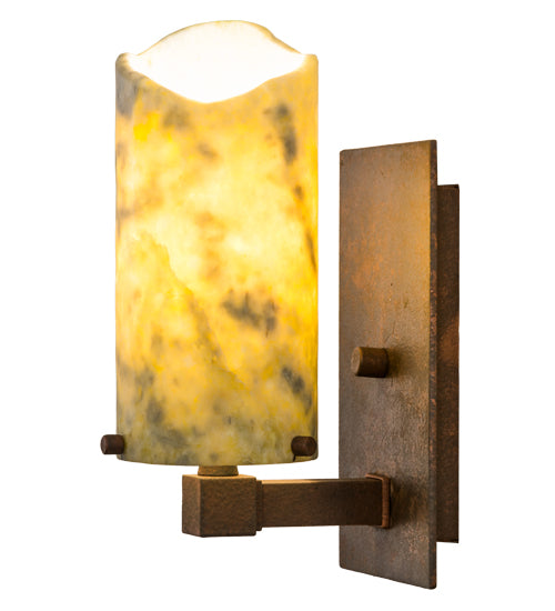 Meyda Lighting Cilindro 5" Rust Wall Sconce With Dark Green Jadestone Shade