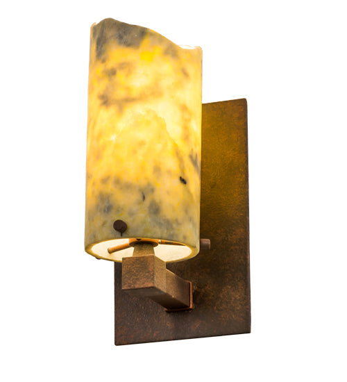 Meyda Lighting Cilindro 5" Rust Wall Sconce With Dark Green Jadestone Shade