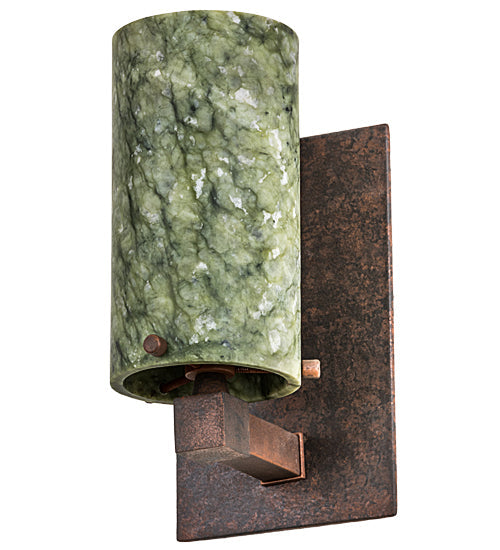 Meyda Lighting Cilindro 5" Rusty Nail Wall Sconce With Green Jadestone Shade