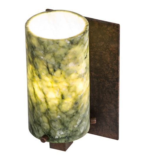 Meyda Lighting Cilindro 5" Rusty Nail Wall Sconce With Green Jadestone Shade