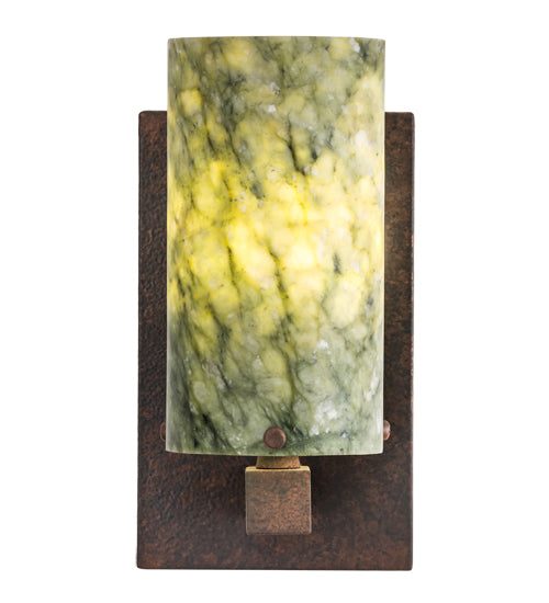 Meyda Lighting Cilindro 5" Rusty Nail Wall Sconce With Green Jadestone Shade