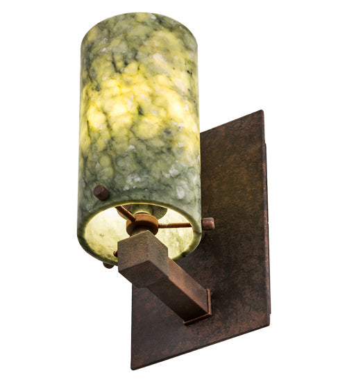 Meyda Lighting Cilindro 5" Rusty Nail Wall Sconce With Green Jadestone Shade