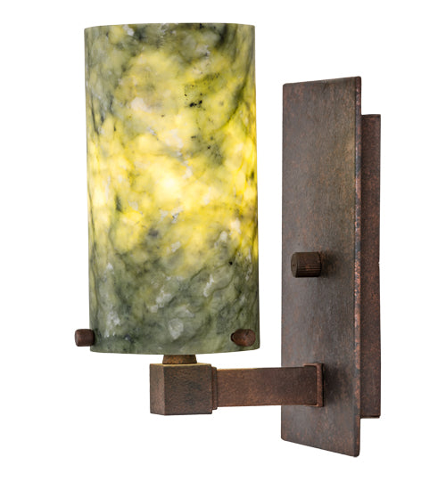 Meyda Lighting Cilindro 5" Rusty Nail Wall Sconce With Green Jadestone Shade