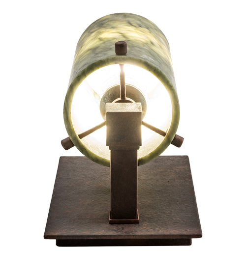 Meyda Lighting Cilindro 5" Rusty Nail Wall Sconce With Green Jadestone Shade