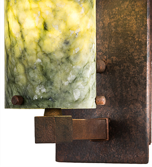 Meyda Lighting Cilindro 5" Rusty Nail Wall Sconce With Green Jadestone Shade