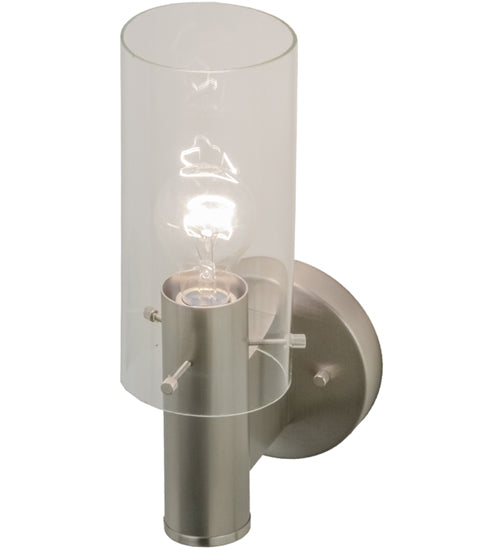 Meyda Lighting Cilindro 5" Satin Nickel Wall Sconce With Clear Shade Glass