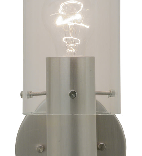 Meyda Lighting Cilindro 5" Satin Nickel Wall Sconce With Clear Shade Glass