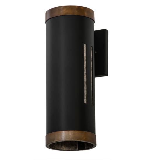 Meyda Lighting Cilindro 5" Solar Black Creekside Wall Sconce With Silver Mica Shade Glass
