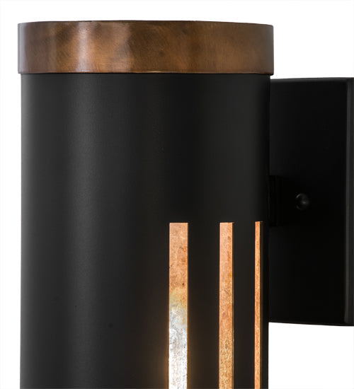 Meyda Lighting Cilindro 5" Solar Black Creekside Wall Sconce With Silver Mica Shade Glass