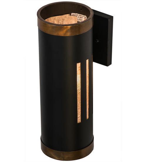 Meyda Lighting Cilindro 5" Solar Black Creekside Wall Sconce With Silver Mica Shade Glass