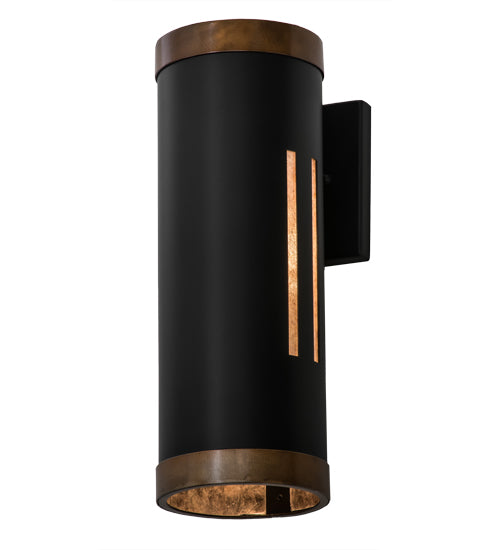 Meyda Lighting Cilindro 5" Solar Black Creekside Wall Sconce With Silver Mica Shade Glass