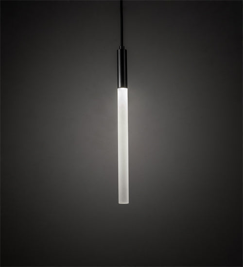 Meyda Lighting Cilindro 5" Solar Black Fenykard Mini Pendant Light With Contrail Mist Idalight Shade