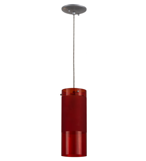 Meyda Lighting Cilindro 5" Sparkle Silver Play Mini Pendant Light With Frosted Red Idalight Shade Glass
