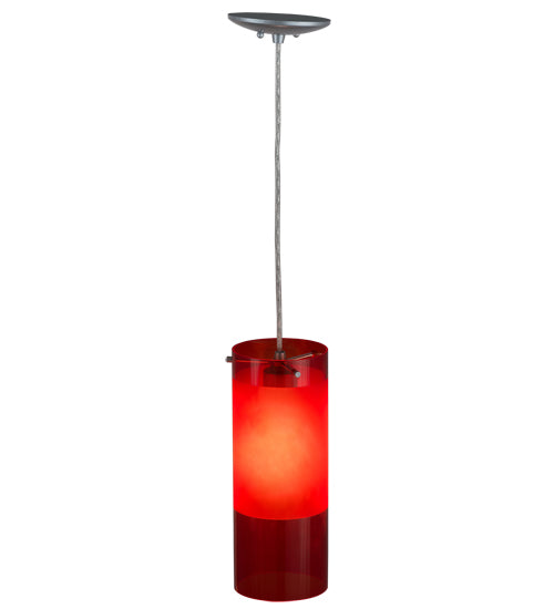 Meyda Lighting Cilindro 5" Sparkle Silver Play Mini Pendant Light With Frosted Red Idalight Shade Glass