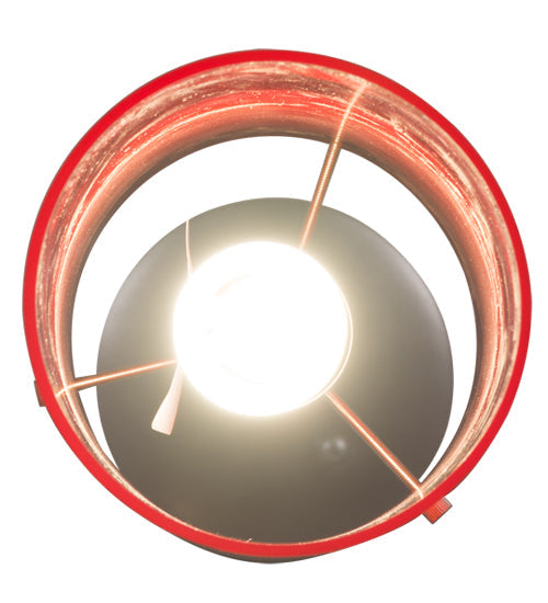 Meyda Lighting Cilindro 5" Sparkle Silver Play Mini Pendant Light With Frosted Red Idalight Shade Glass