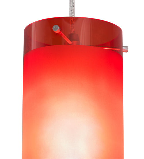 Meyda Lighting Cilindro 5" Sparkle Silver Play Mini Pendant Light With Frosted Red Idalight Shade Glass