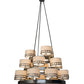 Meyda Lighting Cilindro 50" 18-Light Satin Clear Aloni Chandelier With Beige Natural Textrene Shade