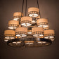 Meyda Lighting Cilindro 50" 18-Light Satin Clear Aloni Chandelier With Beige Natural Textrene Shade