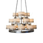 Meyda Lighting Cilindro 50" 18-Light Satin Clear Aloni Chandelier With Beige Natural Textrene Shade